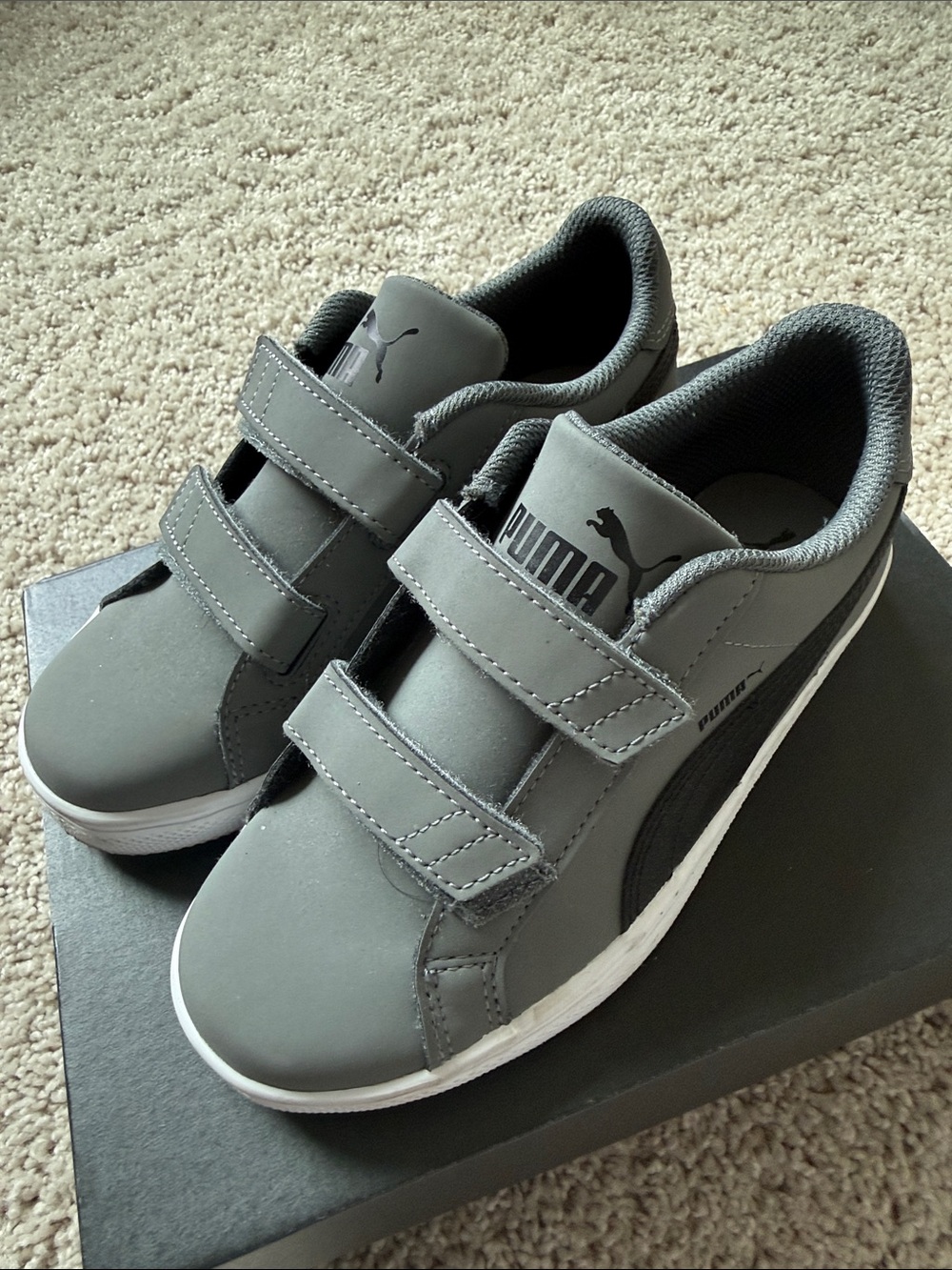 Puma Kids Gray Hook-and-Loop Sneakers
